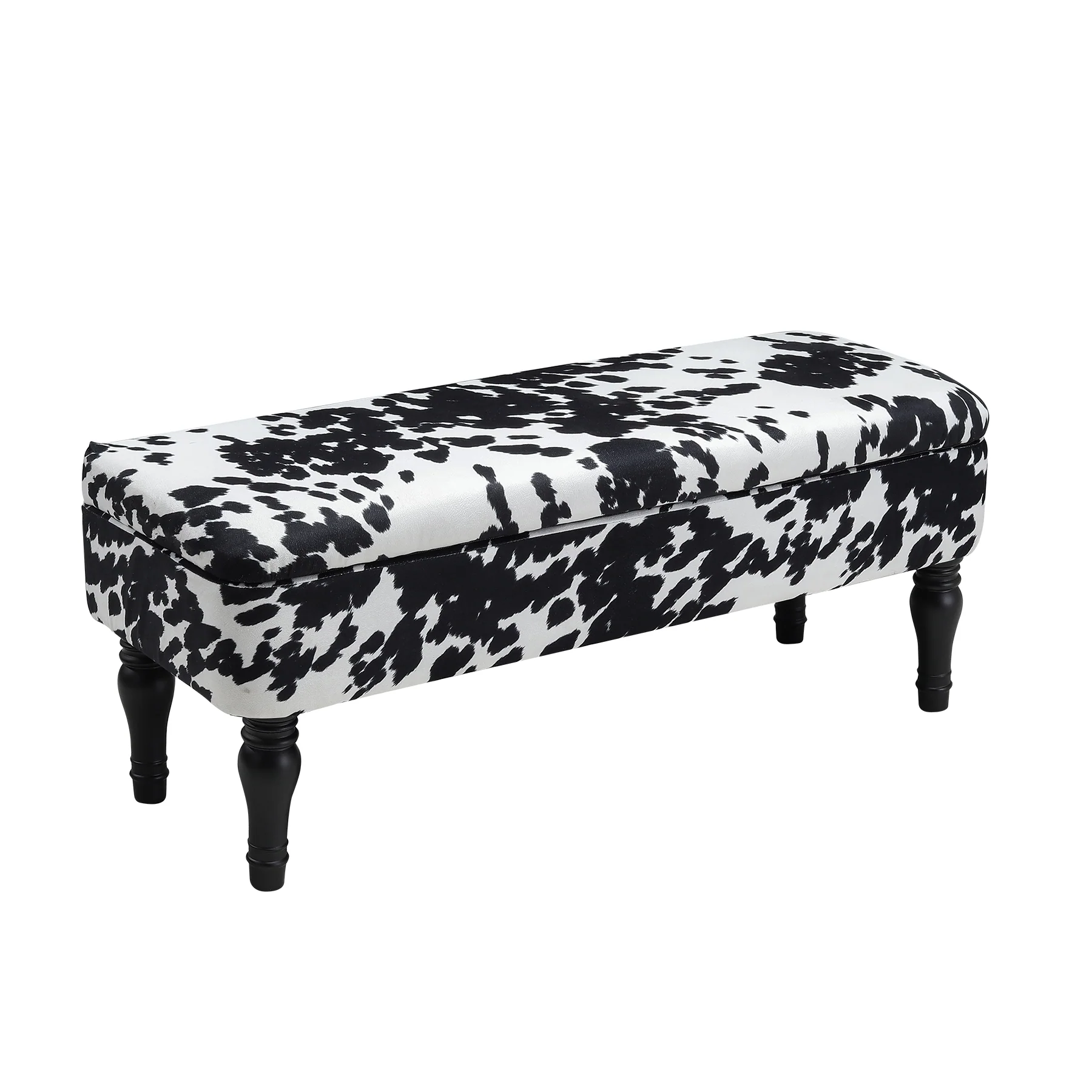 Livingandhome Cow Print Velvet Upholstered Storage Bench - Image 7