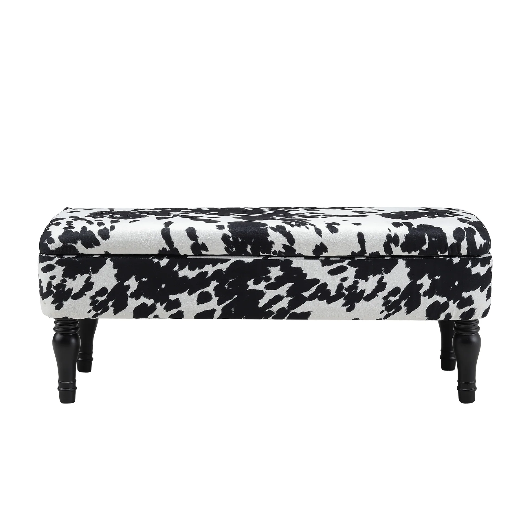 Livingandhome Cow Print Velvet Upholstered Storage Bench - Image 8