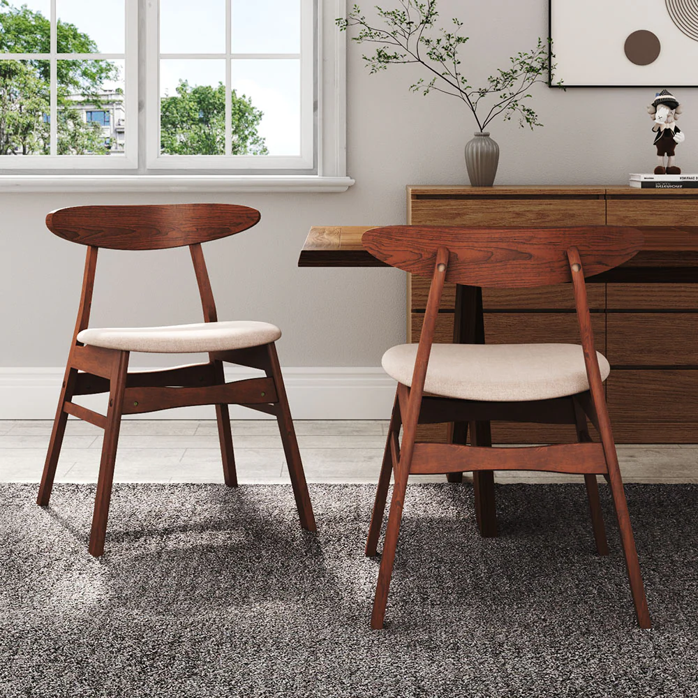 Livingandhome Cushioned Linen Chair with Wooden Frame