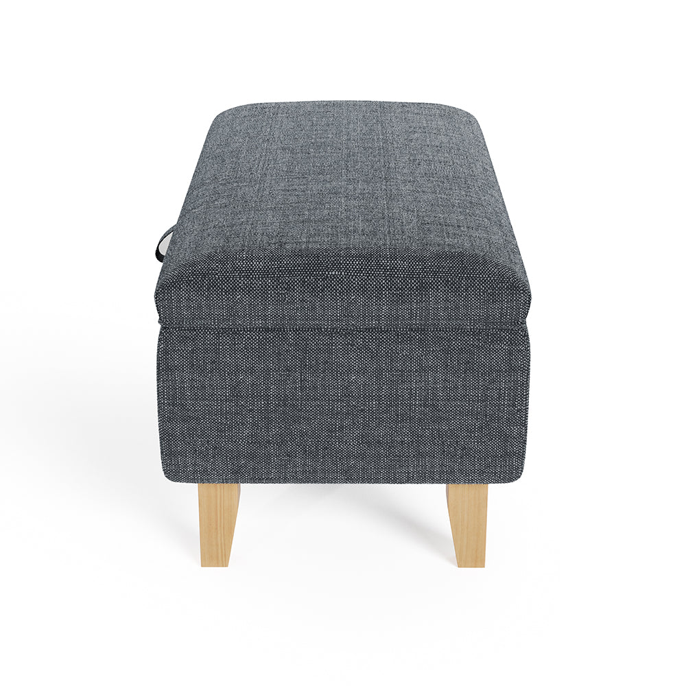 Livingandhome Dark Grey Linen 2-in-1 Storage Ottoman - Image 2