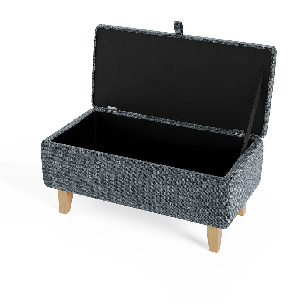 Livingandhome Dark Grey Linen 2-in-1 Storage Ottoman - Image 3