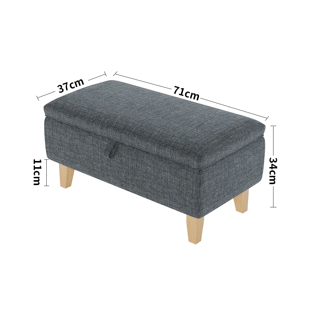Livingandhome Dark Grey Linen 2-in-1 Storage Ottoman - Image 4