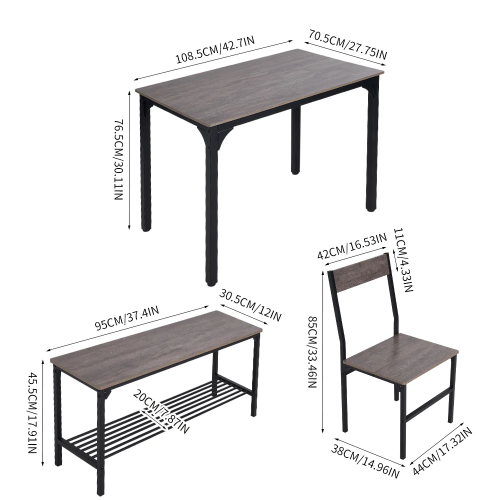 Livingandhome Dining Table Set for 4 - Image 8