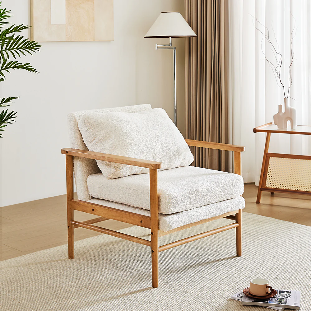 Livingandhome Direct Teddy Bear Fur Wooden Armchair
