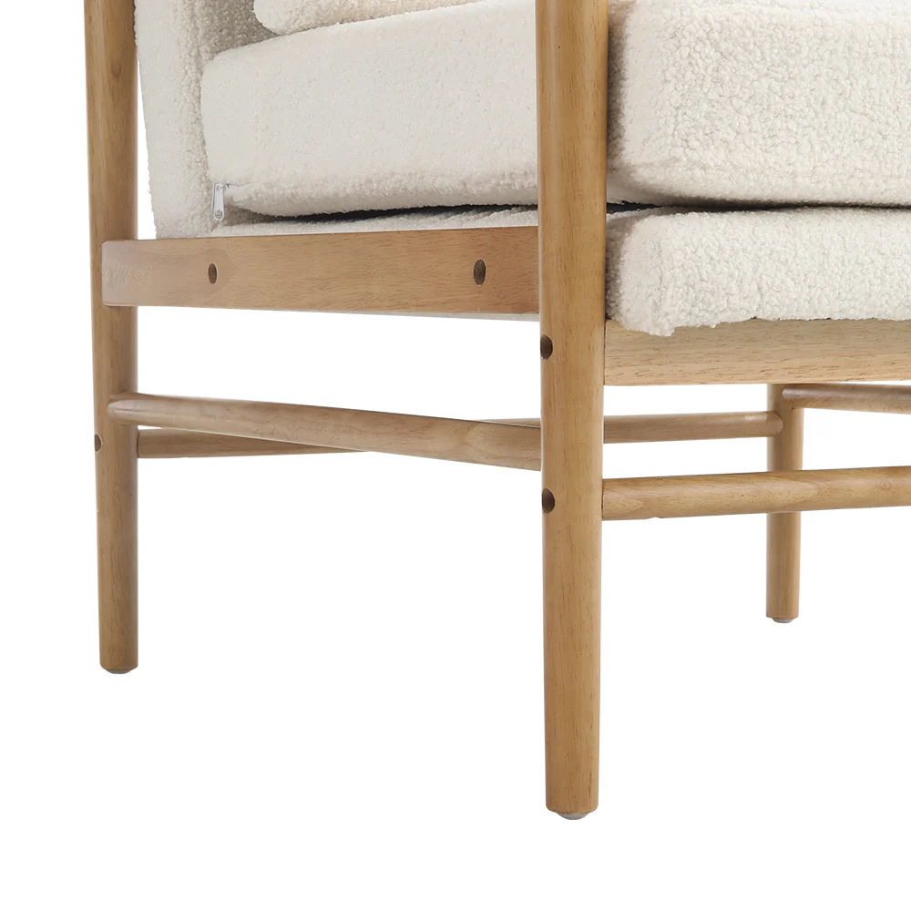 Livingandhome Direct Teddy Bear Fur Wooden Armchair - Image 3
