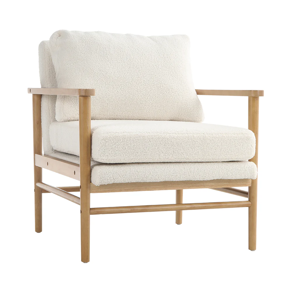 Livingandhome Direct Teddy Bear Fur Wooden Armchair - Image 6