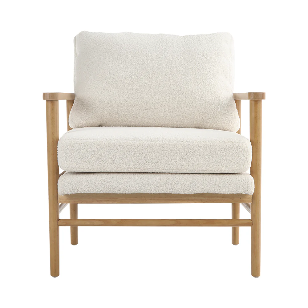 Livingandhome Direct Teddy Bear Fur Wooden Armchair - Image 7