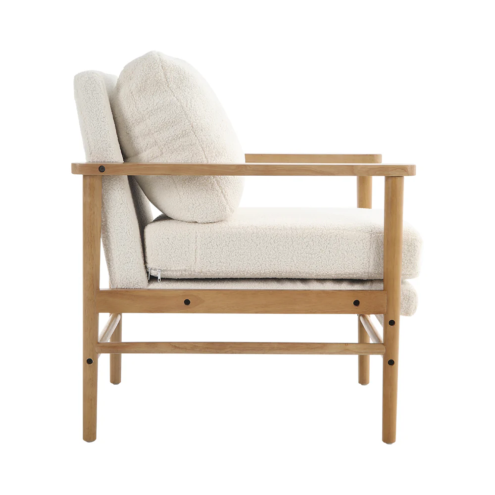 Livingandhome Direct Teddy Bear Fur Wooden Armchair - Image 8