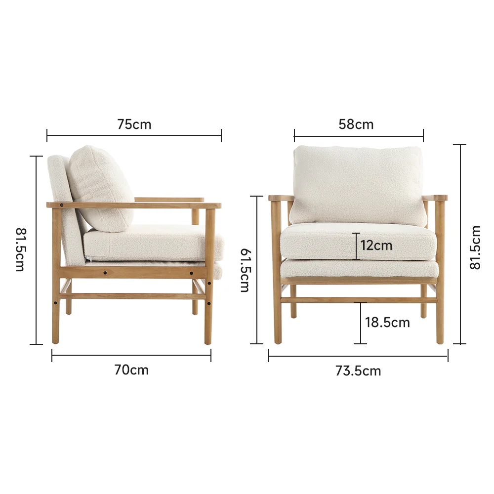 Livingandhome Direct Teddy Bear Fur Wooden Armchair - Image 9
