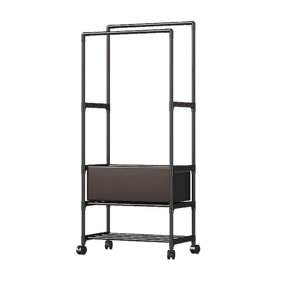 Livingandhome Double Rod Metal Clothes Rack on Wheels - Image 5