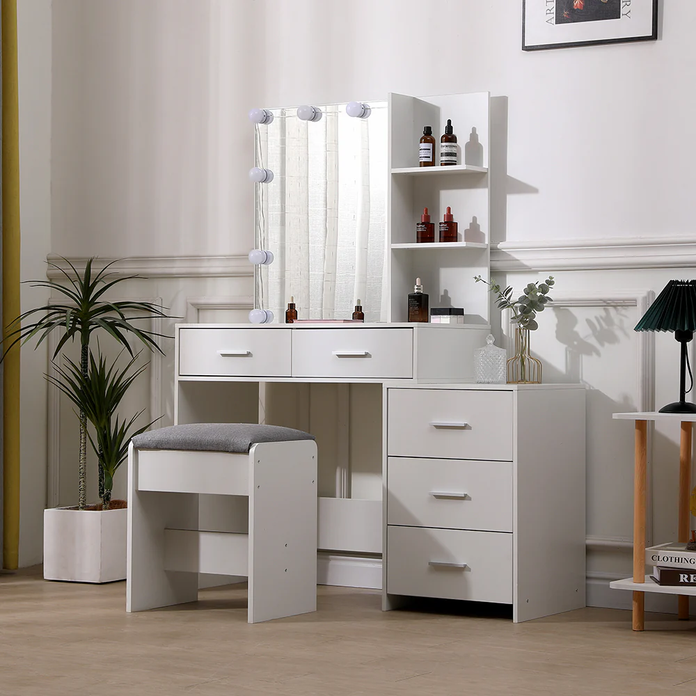 Livingandhome Dressing Table Set with Large Lighted Mirror