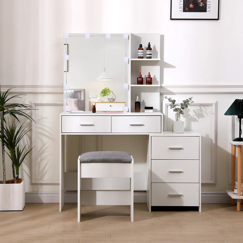 Livingandhome Dressing Table Set with Large Lighted Mirror - Image 2