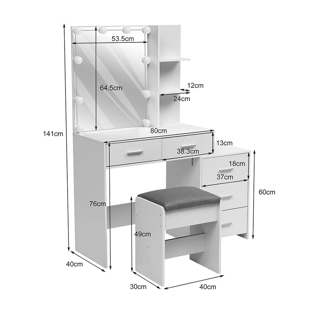 Livingandhome Dressing Table Set with Large Lighted Mirror - Image 7