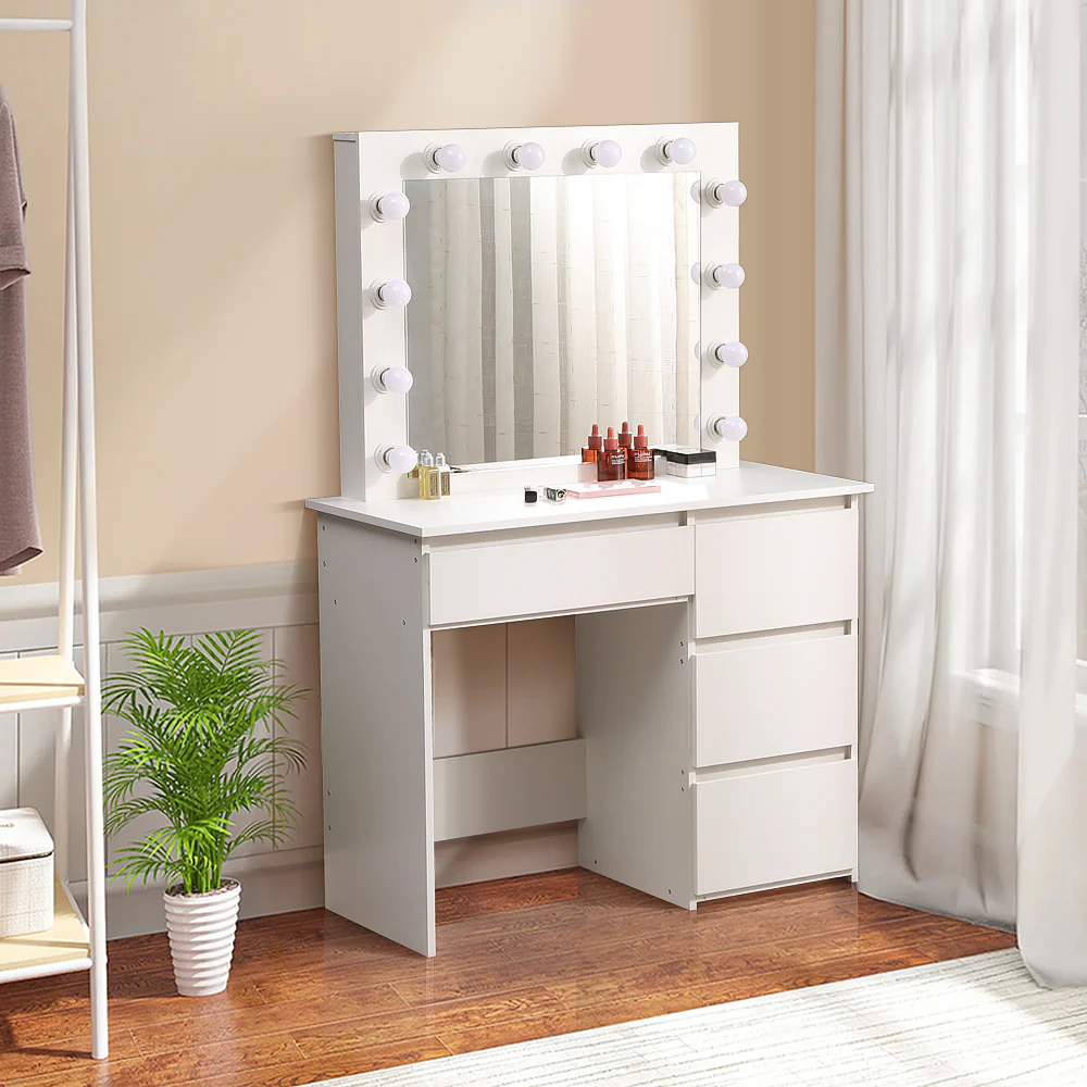 Livingandhome Dressing Table with Four Drawers and Mirror - Image 2