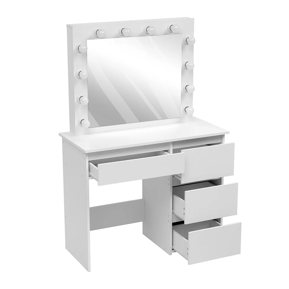 Livingandhome Dressing Table with Four Drawers and Mirror - Image 4