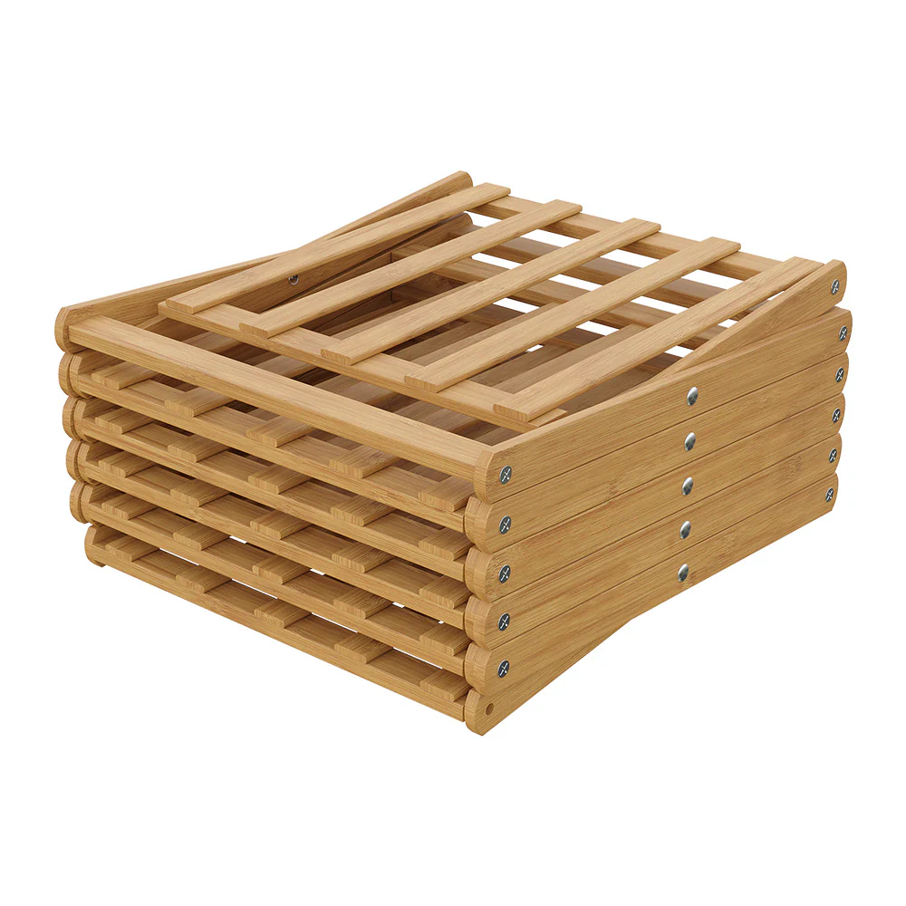 Livingandhome Durable 6-Layer Bamboo Folding Shoe Rack - Image 3