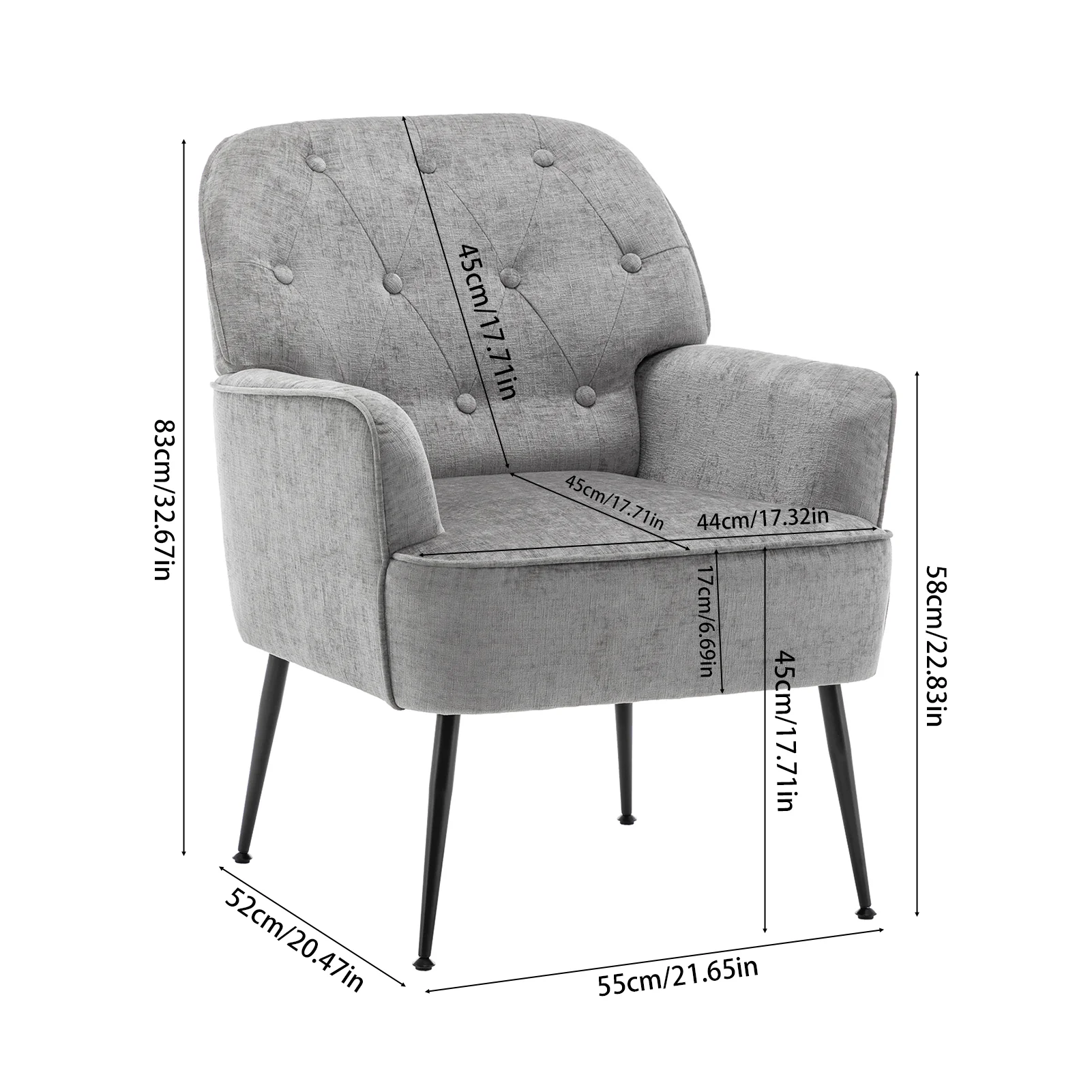 Livingandhome Elegant Chenille Leisure Chair - Image 4