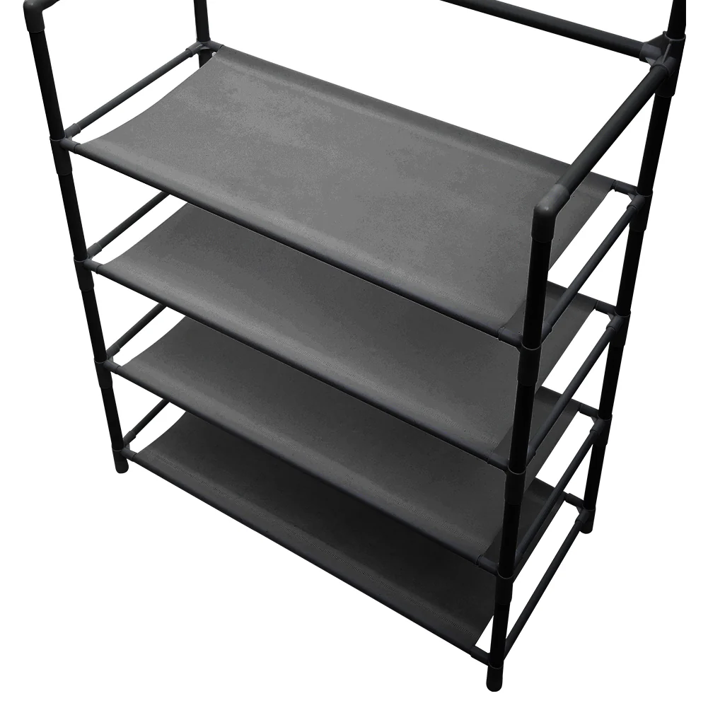 Livingandhome Entryway 4 Tier Shoe Rack with Coat Hanger - Image 3