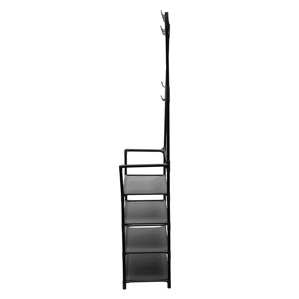 Livingandhome Entryway 4 Tier Shoe Rack with Coat Hanger - Image 5
