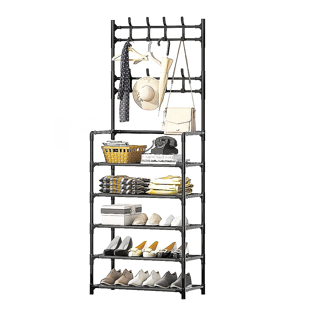Livingandhome Entryway 5-Tier Shoe and Coat Rack - Image 2
