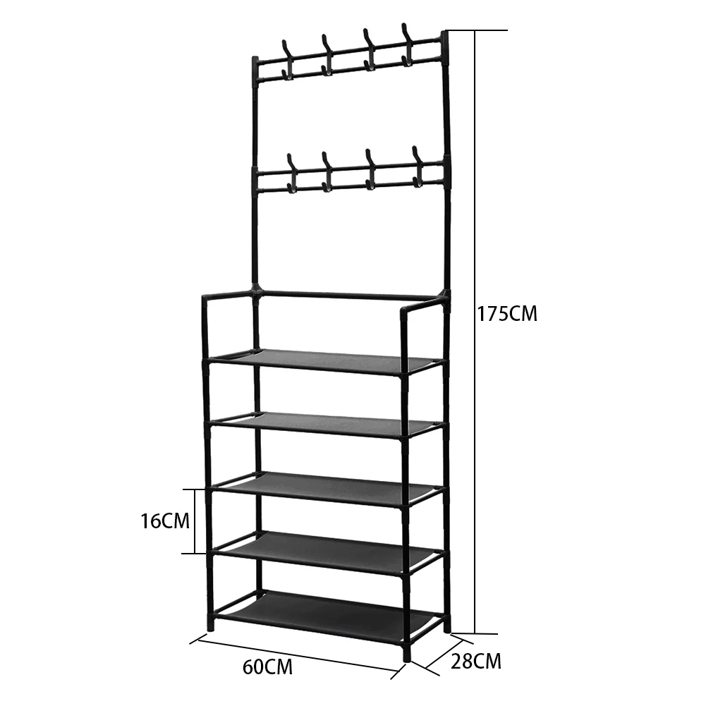 Livingandhome Entryway 5-Tier Shoe and Coat Rack - Image 5