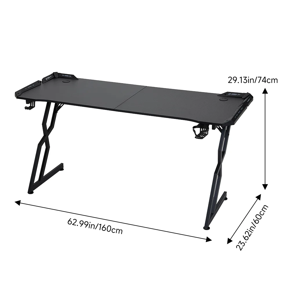 Livingandhome Ergonomic Gaming Table with RGB Lighting - Image 3