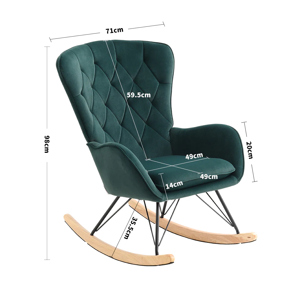 Livingandhome Ergonomic Rocking Chair with Cushion - Image 7