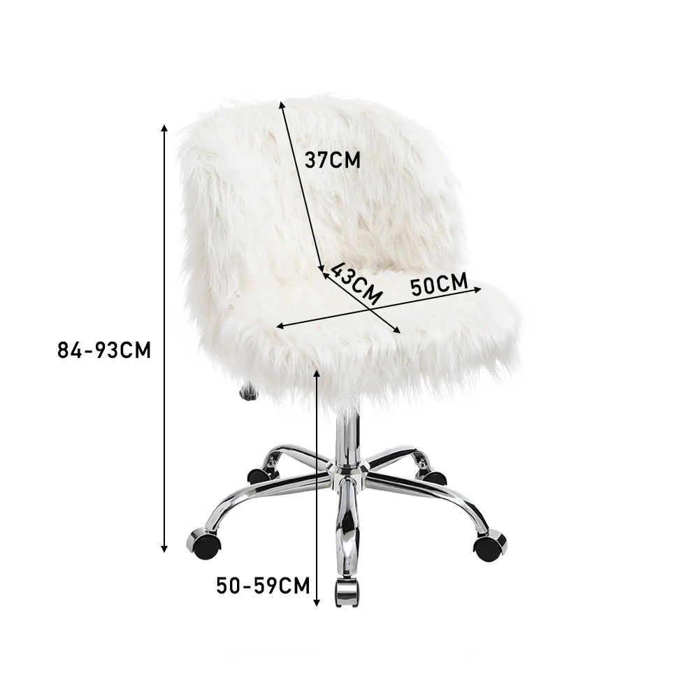 Livingandhome Faux Fur Swivelling Adjustable Office Chair - Image 2