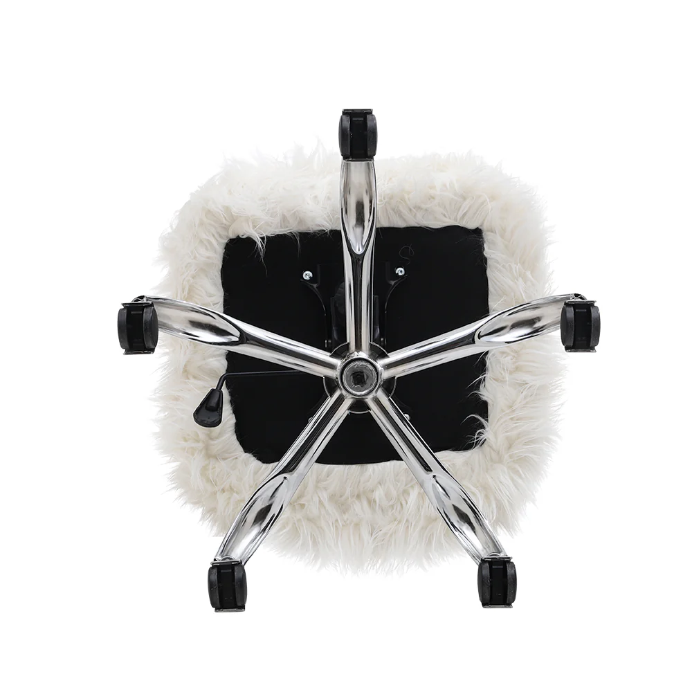 Livingandhome Faux Fur Swivelling Adjustable Office Chair - Image 4