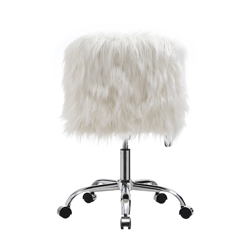 Livingandhome Faux Fur Swivelling Adjustable Office Chair - Image 5