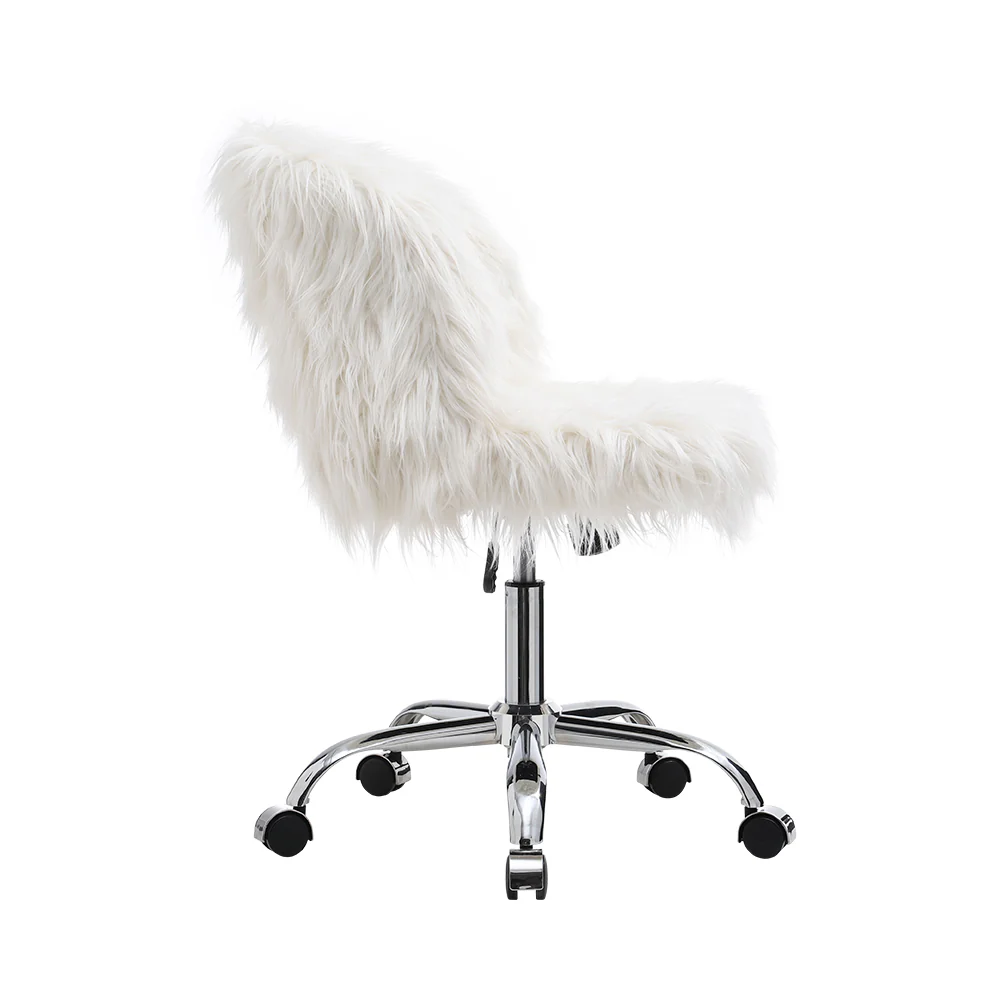 Livingandhome Faux Fur Swivelling Adjustable Office Chair - Image 6