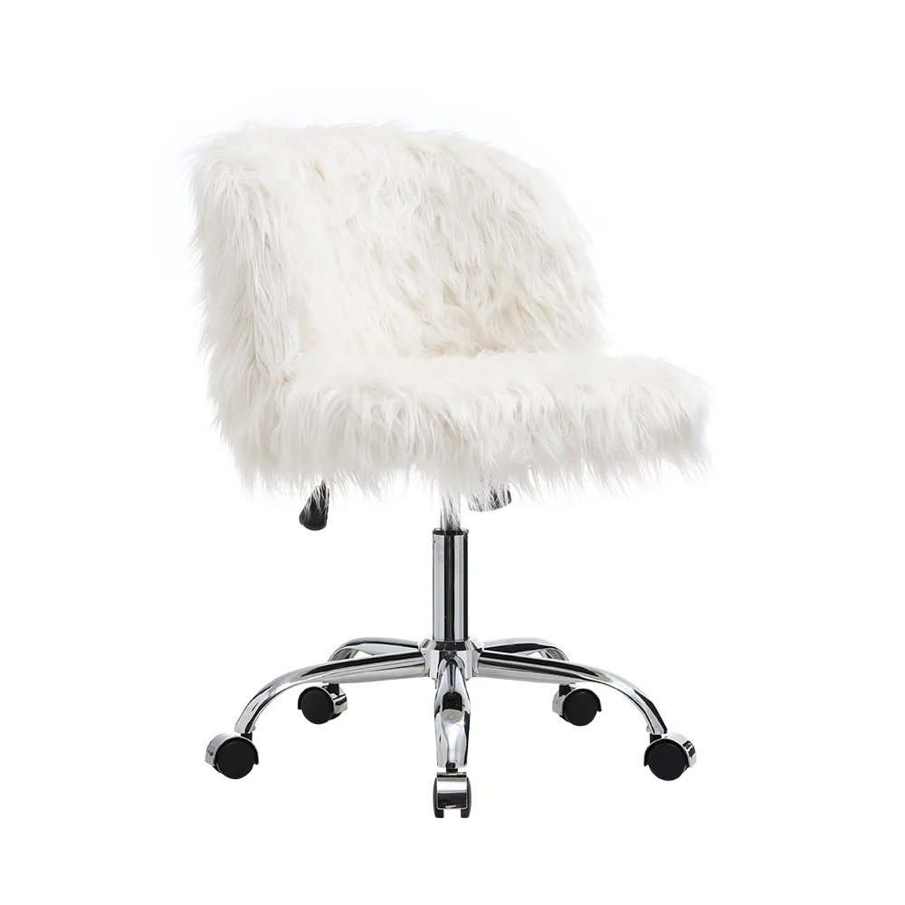 Livingandhome Faux Fur Swivelling Adjustable Office Chair - Image 7