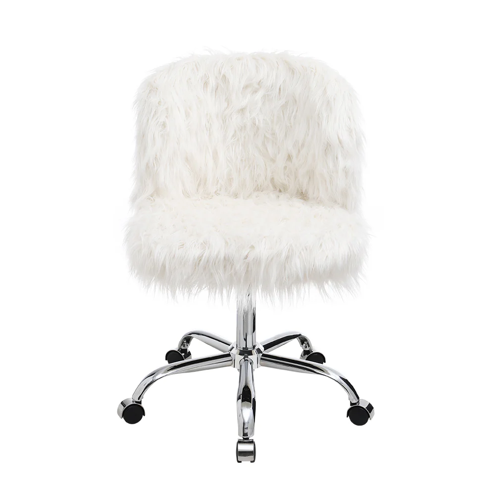 Livingandhome Faux Fur Swivelling Adjustable Office Chair - Image 8