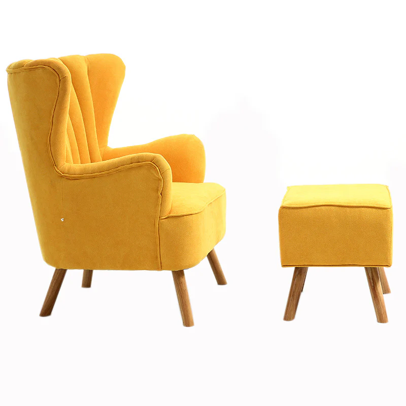 Livingandhome Faux Wool Upholstered Armchair and Footstool - Image 4