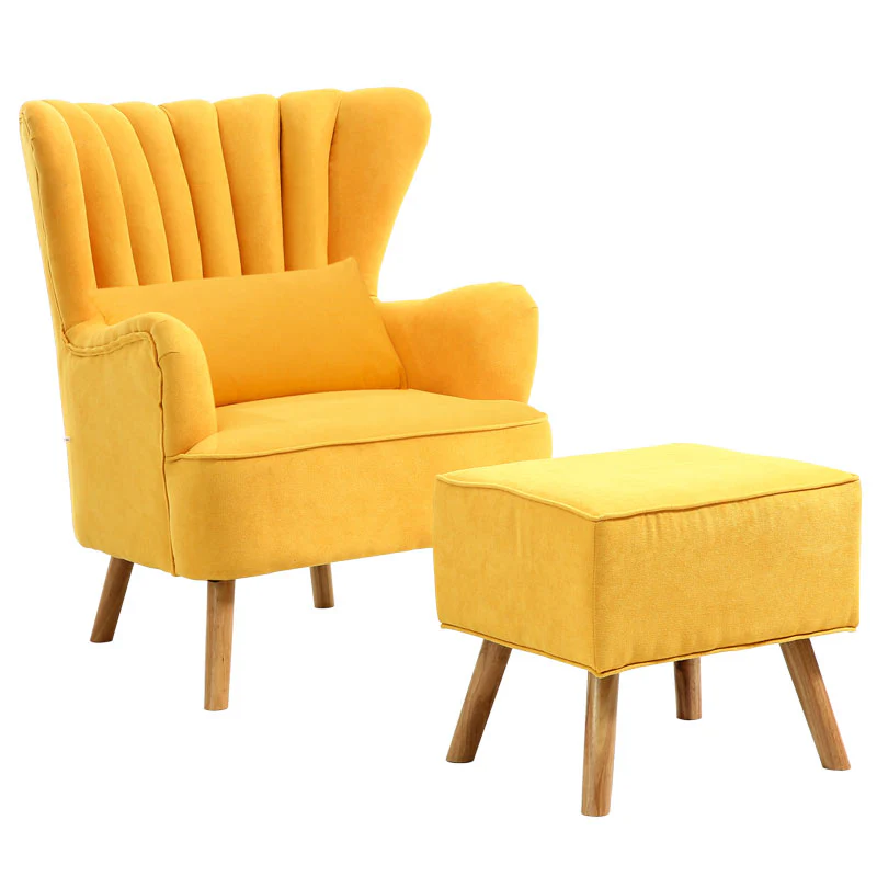 Livingandhome Faux Wool Upholstered Armchair and Footstool - Image 6