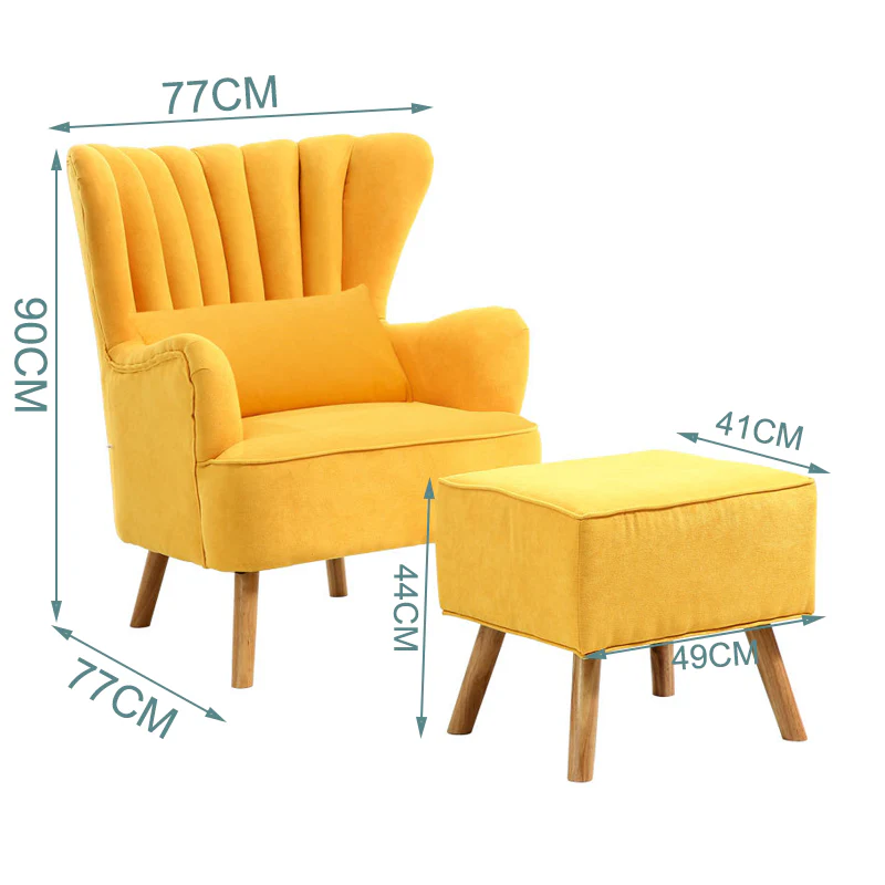 Livingandhome Faux Wool Upholstered Armchair and Footstool - Image 7