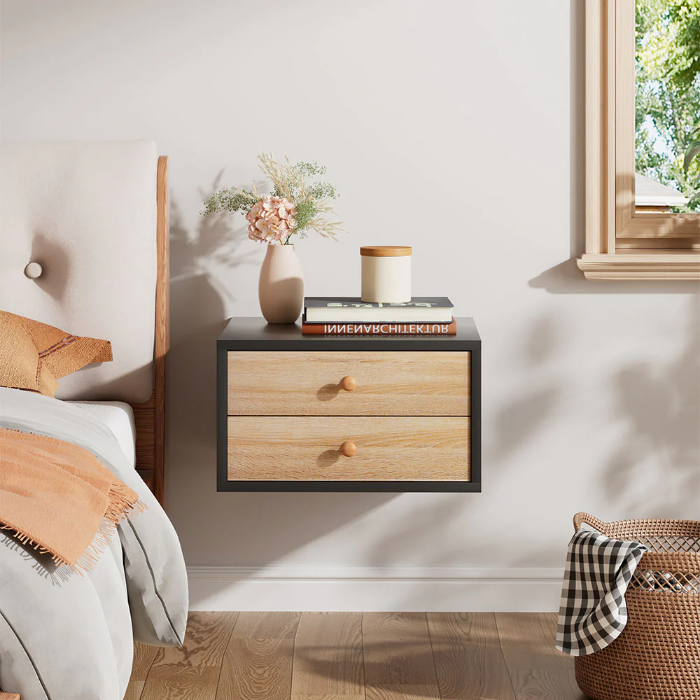 Livingandhome Floating Bedroom Nightstand With Drawers