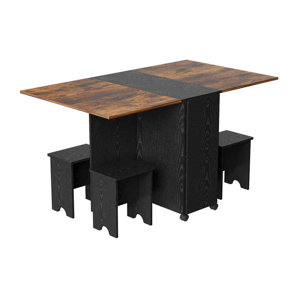 Livingandhome Folding Dining Table Set With 4 Stools - Image 5