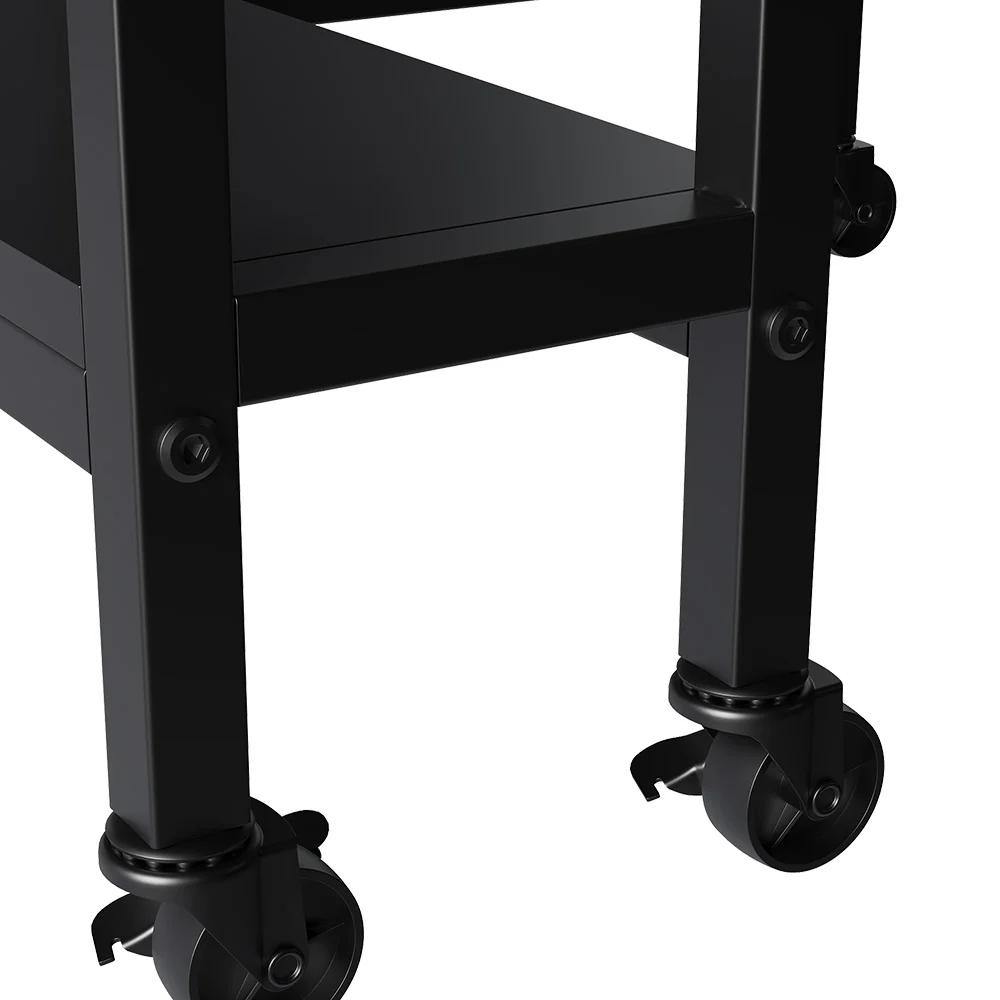 Livingandhome Folding Dining Table With Wheels And Storage Shelves - Image 5