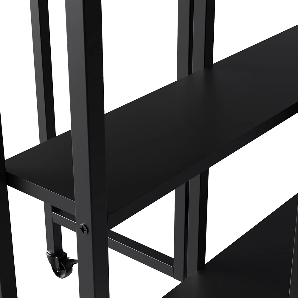 Livingandhome Folding Dining Table With Wheels And Storage Shelves - Image 6