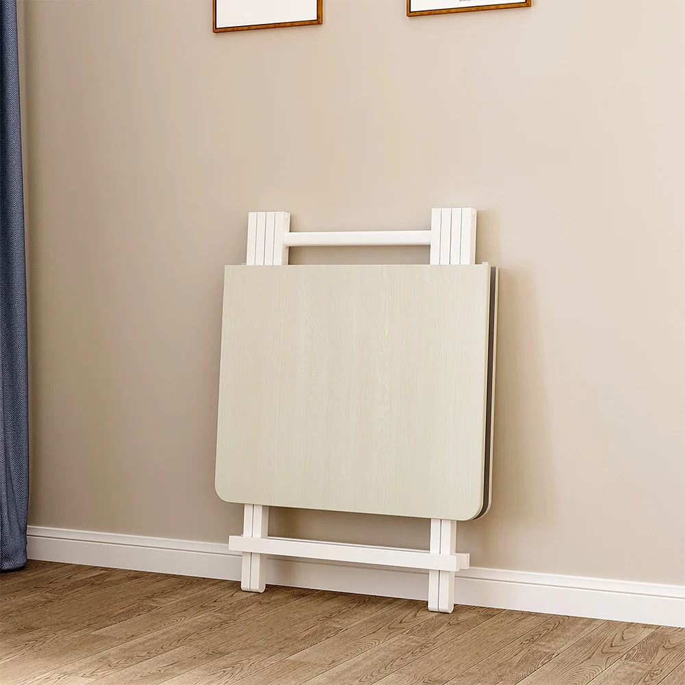Livingandhome Folding Wooden Dining Table 100x60cm White - Image 2