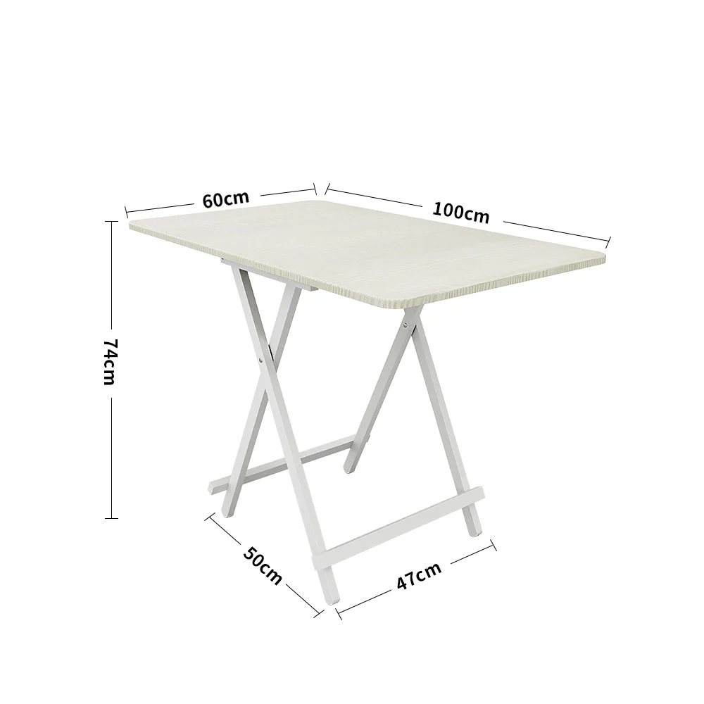 Livingandhome Folding Wooden Dining Table 100x60cm White - Image 6
