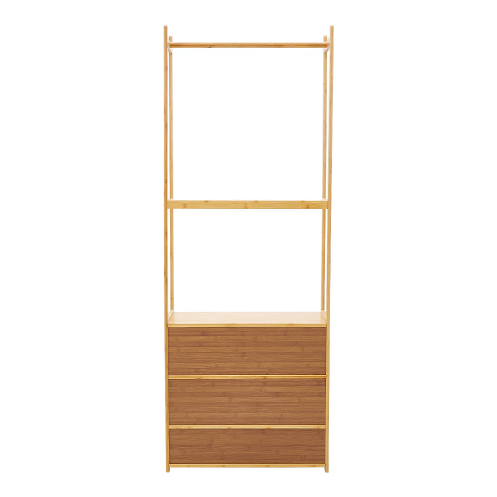 Livingandhome Freestanding Wooden Clothes Rack with Cabinet - Image 2