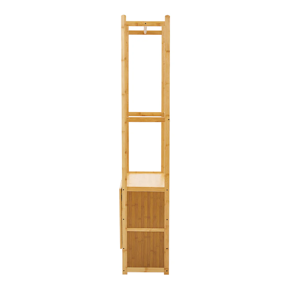 Livingandhome Freestanding Wooden Clothes Rack with Cabinet - Image 3