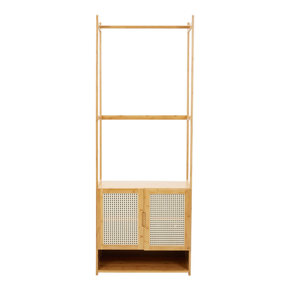 Livingandhome Freestanding Wooden Clothes Rack with Cabinet - Image 6