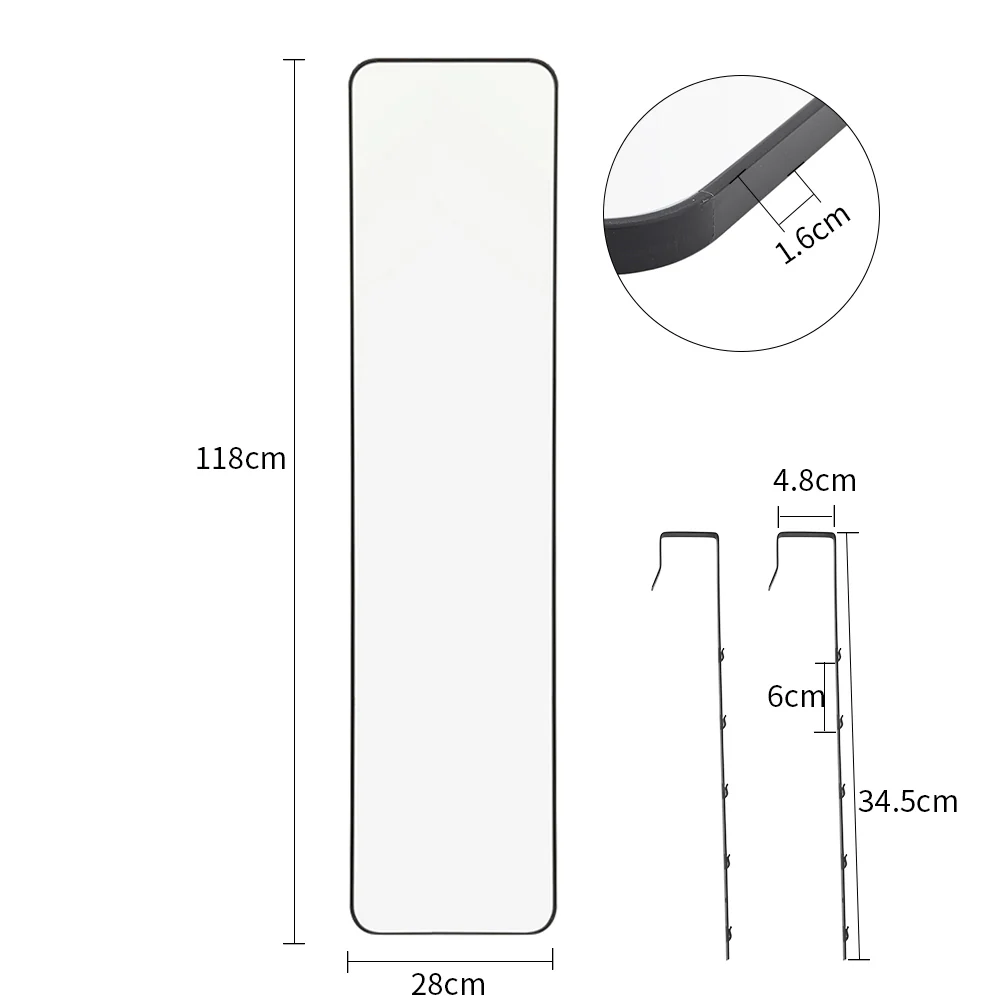 Livingandhome Full Length Mirror with Rounded Corners Door Hanging - Image 7