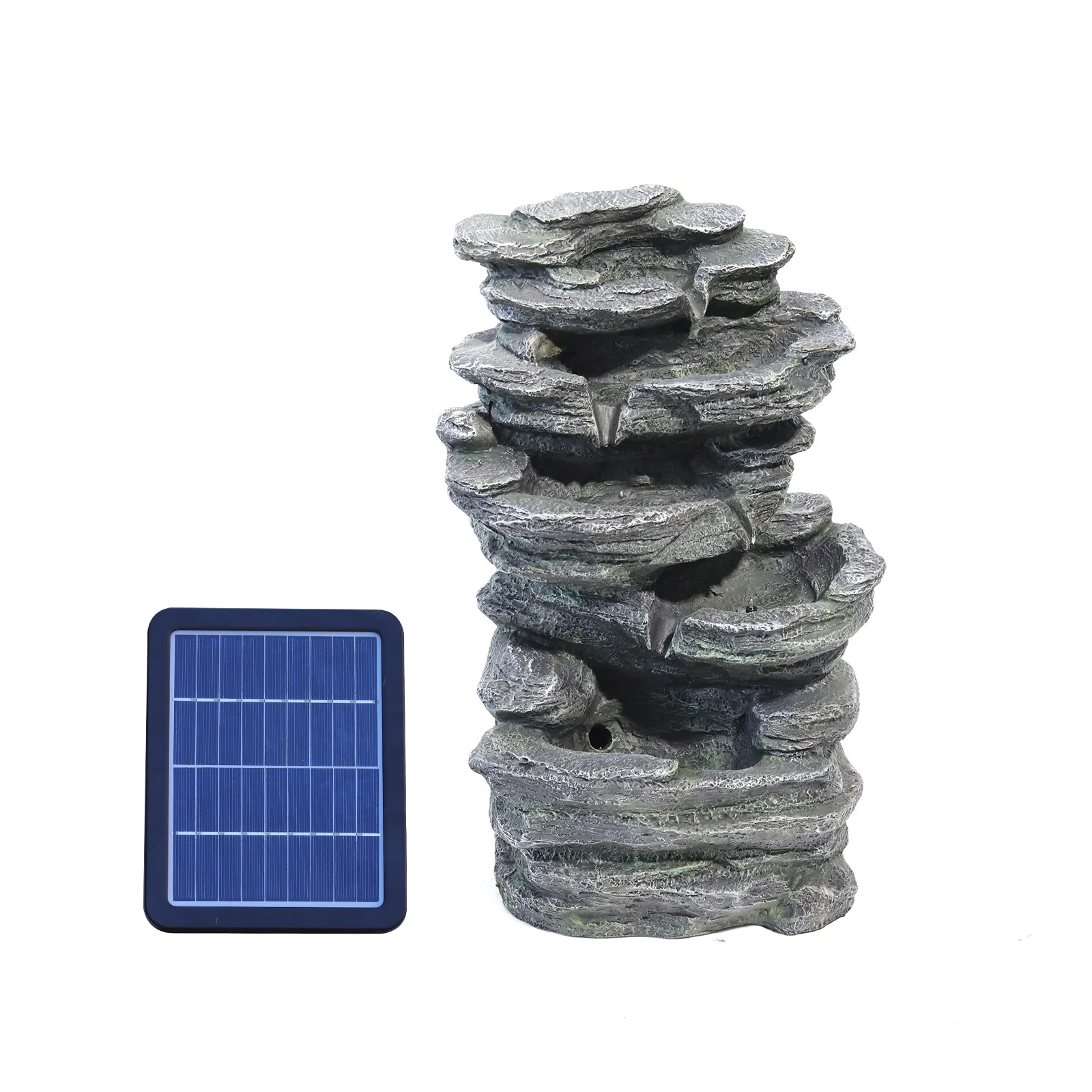 Livingandhome Garden Water Feature Outdoor LED Waterfall Fountain Rockery Decor - Image 3