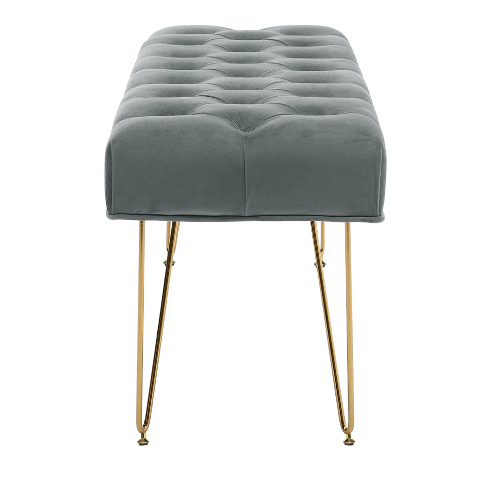 Livingandhome Gold Hairpin Leg Velvet Bench - Image 4
