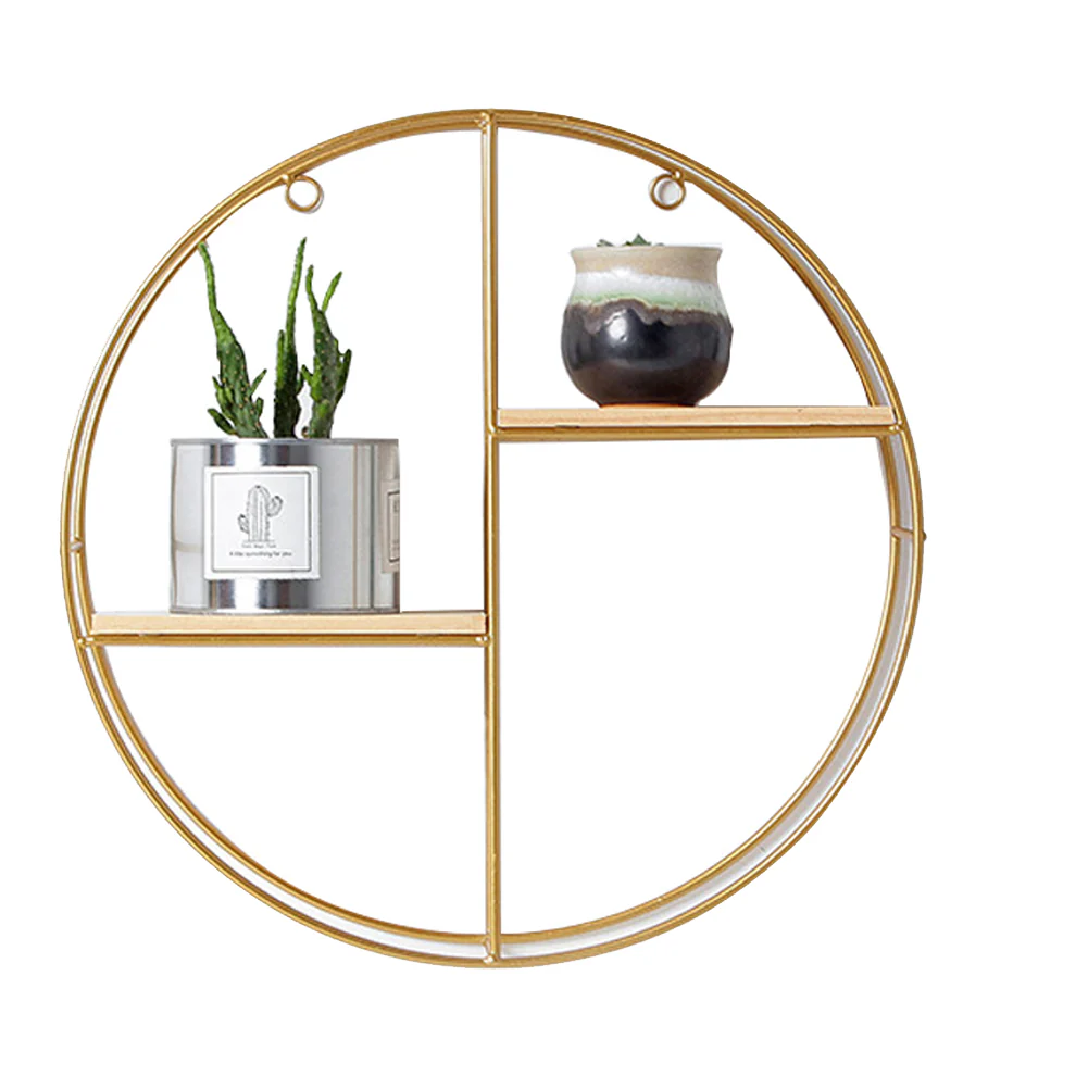 Livingandhome Gold Wall Hanging Storage and Display Decorative Shelf - Image 2