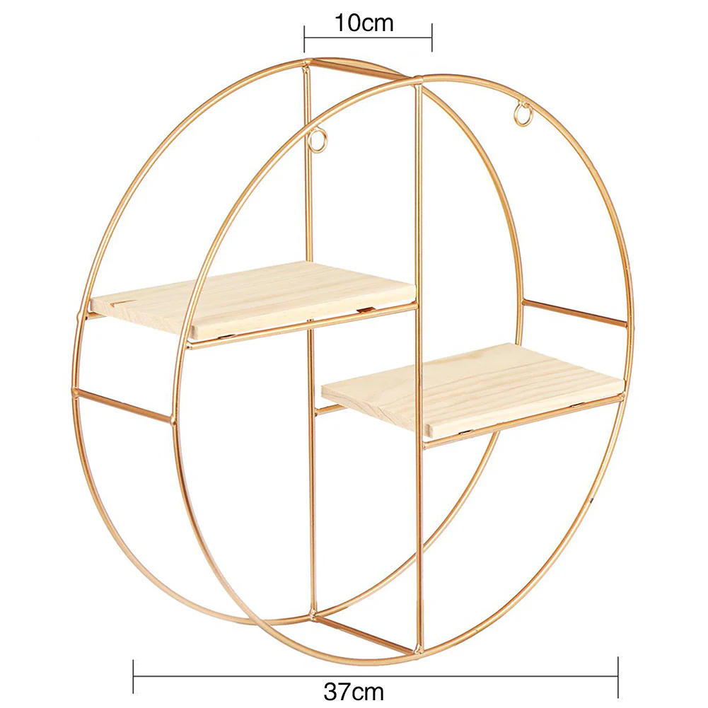 Livingandhome Gold Wall Hanging Storage and Display Decorative Shelf - Image 3